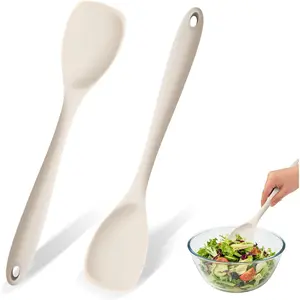 2 count  Spoon Spatulas Set-Non-Stick Heat Resistant Kitchen Cooking Spoon Scraper - Flexible Scrapers for Baking Mixing, Seamless Soft Cooking Scoop, Serving Spatula for Bowls, Cookware (Grey)