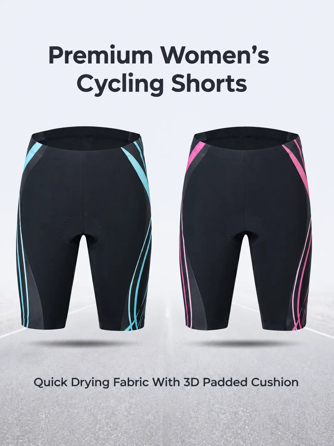Women's 4D Padded Slim Fit Polyester Blend Cycling Shorts - Padded Cushion Mountain Biking Underwear for Outdoor Riding Activities, Sport Underwear