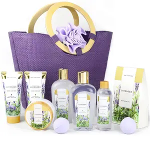 10pcs Lavender Bundles with Bath Bomb, Body Lotion, Bubble Bath, Valentine's Day Gift Spa Baskets for Women