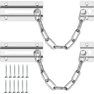 2 Pack Door Chain Lock Stainless Steel, Security Door Chain for Inside Door, Premium Thickened Chain Door Lock with 12 Screws