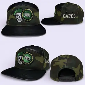 GAFES Mexico Fuerzas Especiales Camo Snapback Hat - Camouflage Design & Skull Emblem
