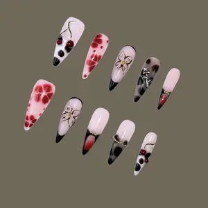 3D flowers collection| short medium long nails | cute nails | acrylic press-on| fake nails |Handmade | high quality Press on nails 10 pcs|reusable nails|nail art|nailcharm|handmade pressons|uña sacri lic as