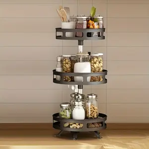 Multifunctional Rotating Storage Rack, Non-Slip Space Saving Tray, Ideal for Kitchen and Vanity, Stores Dishes, Cosmetics, Spices