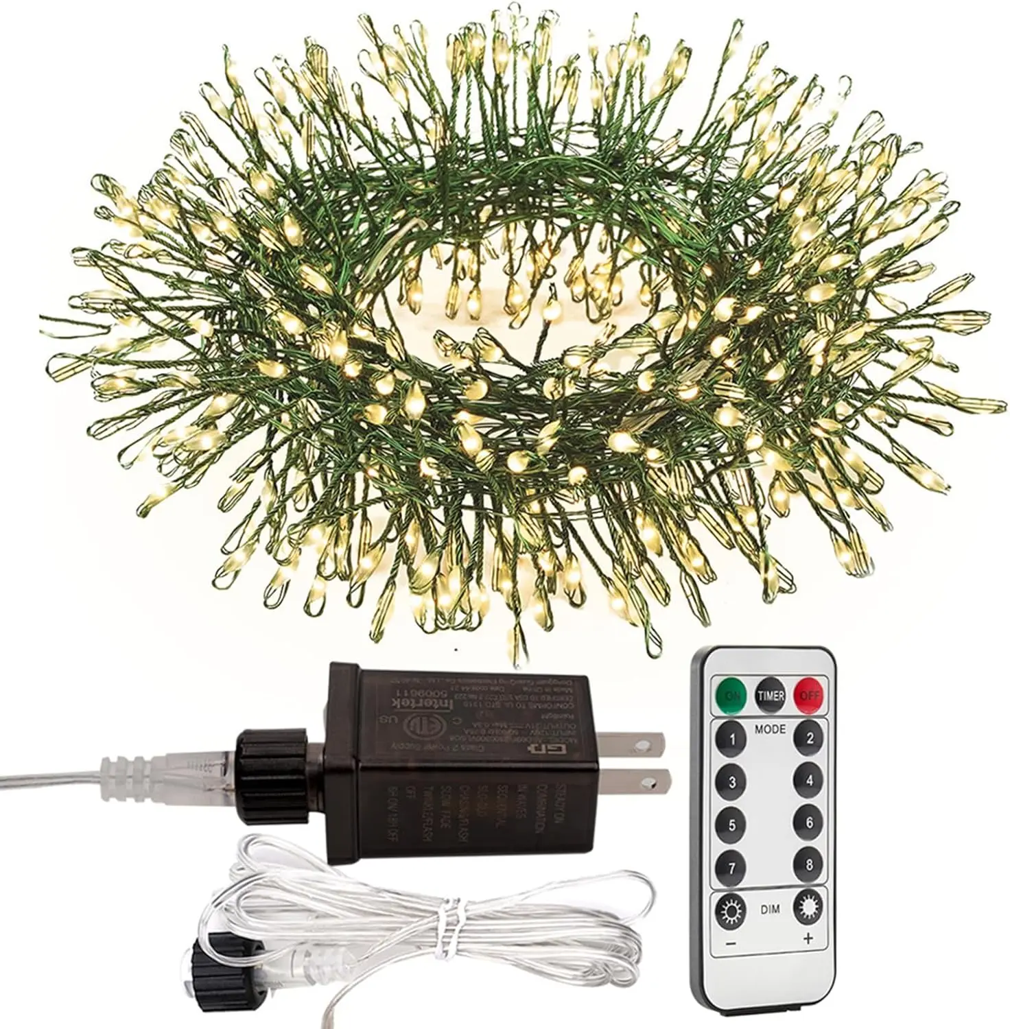 Firecracker Fairy Lights,10FT 100Leds Waterproof Twinkle Lights Plug in,8 Modes Remote String Light for Indoor Outdoor Christmas Wedding Birthday Patio Garden Decor,Green Wire,Warm White, Lighted Decorative Lights