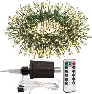 Firecracker Fairy Lights,10FT 100Leds Waterproof Twinkle Lights Plug in,8 Modes Remote String Light for Indoor Outdoor Christmas Wedding Birthday Patio Garden Decor,Green Wire,Warm White