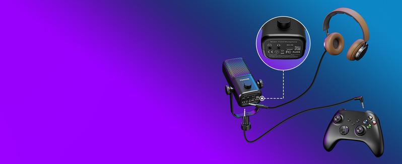 TONOR TCX3 Xbox Gaming Microphone with Boom Arm, RGB Condenser, Fast Charging, Low Noise, Compatible with Capture Card, 1.12 lb, One Tap Mute
