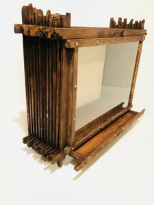 Handcrafted 4-Sided Glass Display Case with Hidden Drawer, Intricately Interwoven Wood Frame, Pin-able Burlap Backing, and LED Illumination, Made in the U.S.A.