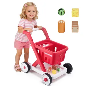 【DealsForYouDays】VEVOR Kids Scan & Sort Shopping Cart - 17.5-19.3 in Adjustable Height, Pretend Food, Lights & Sound, Baby Push Walker for Toddlers Ages 2+, Ideal for Holidays, Birthdays