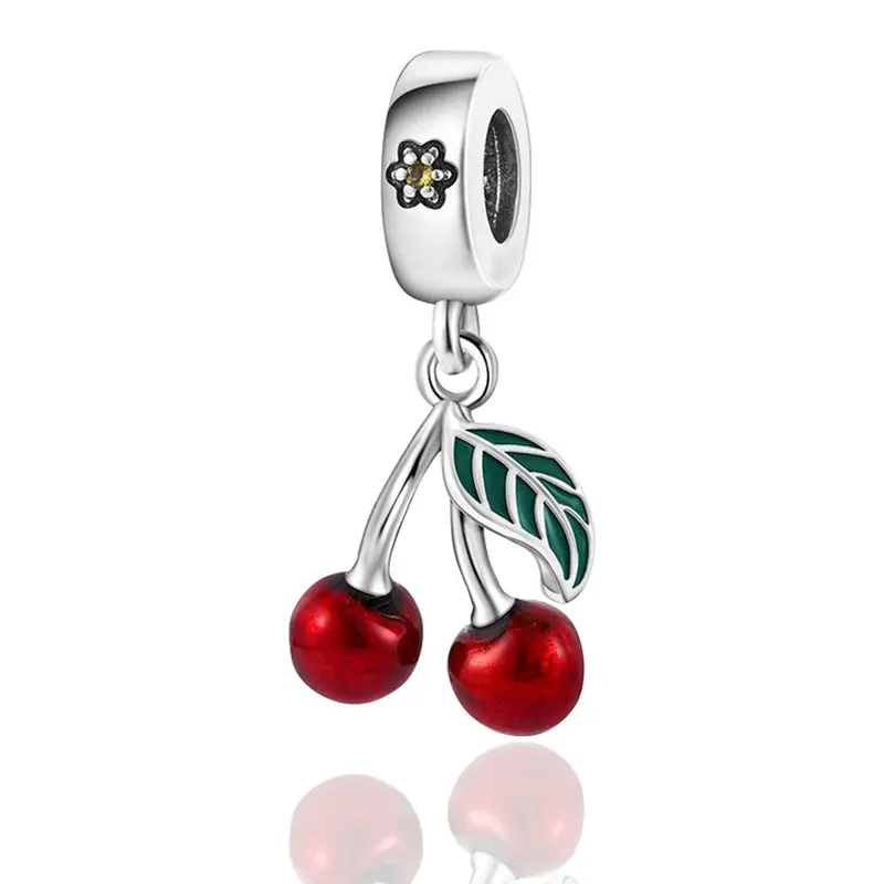 Sparkling Cherry Dangle Charm | Cute Fruit Bead for Bracelets | Sweet Jewelry Gift