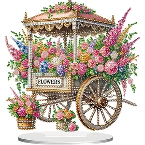 2D Flat Print Cart Light DIY Table Top Diamond Painting Ornament Kits Diamond Painting Desktop Ornaments Kit 5D DIY Diamond Art Tabletop Decorations for Home Office Desktop Decor