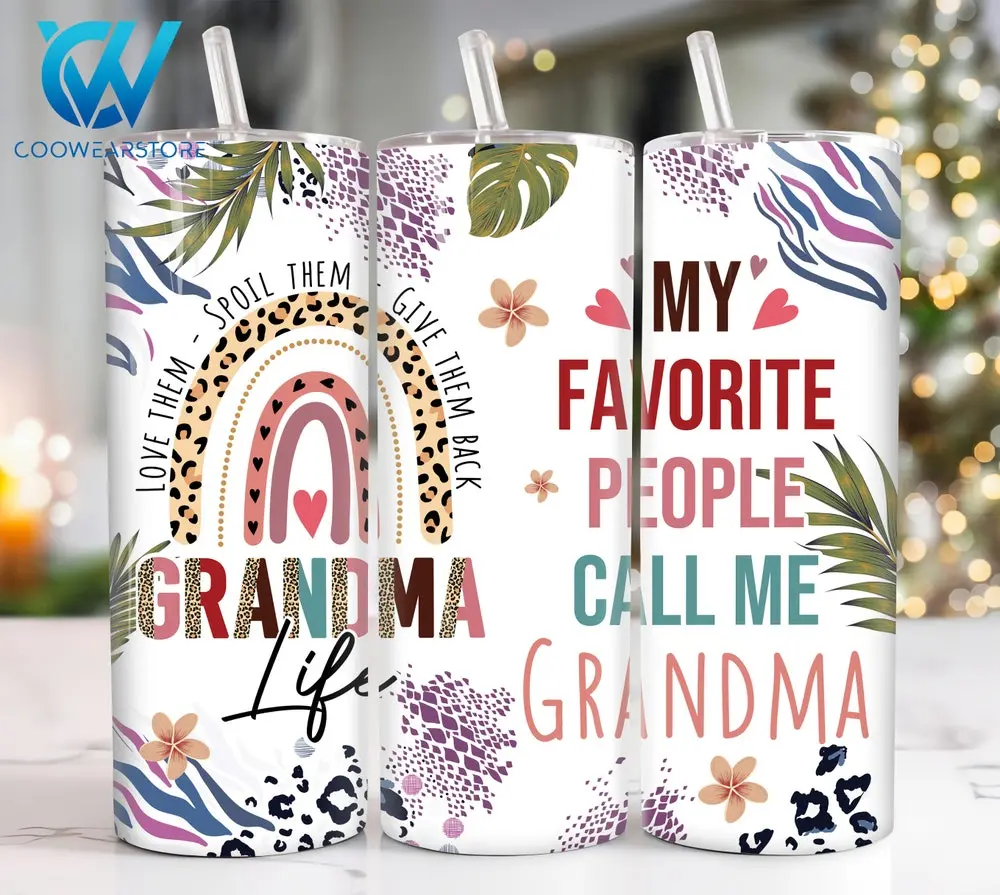 My Favorite People Call Me Grandma 20 oz Skinny Tumbler, Perfect Gift for Grandmas