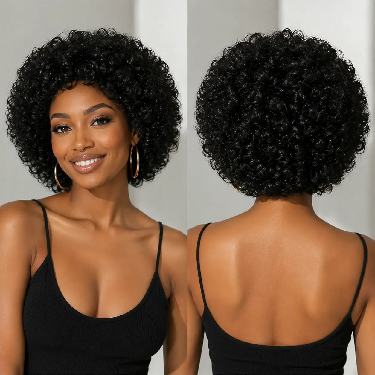 Kinky Curly Half Wig Pixie Cut Easy Wear Go Glueless Hair Wig Invisible Hairline No Lace Seamless Flip Over Wig Beginner Friendly 10 Seconds Install Daily & Vacation Style summervibes