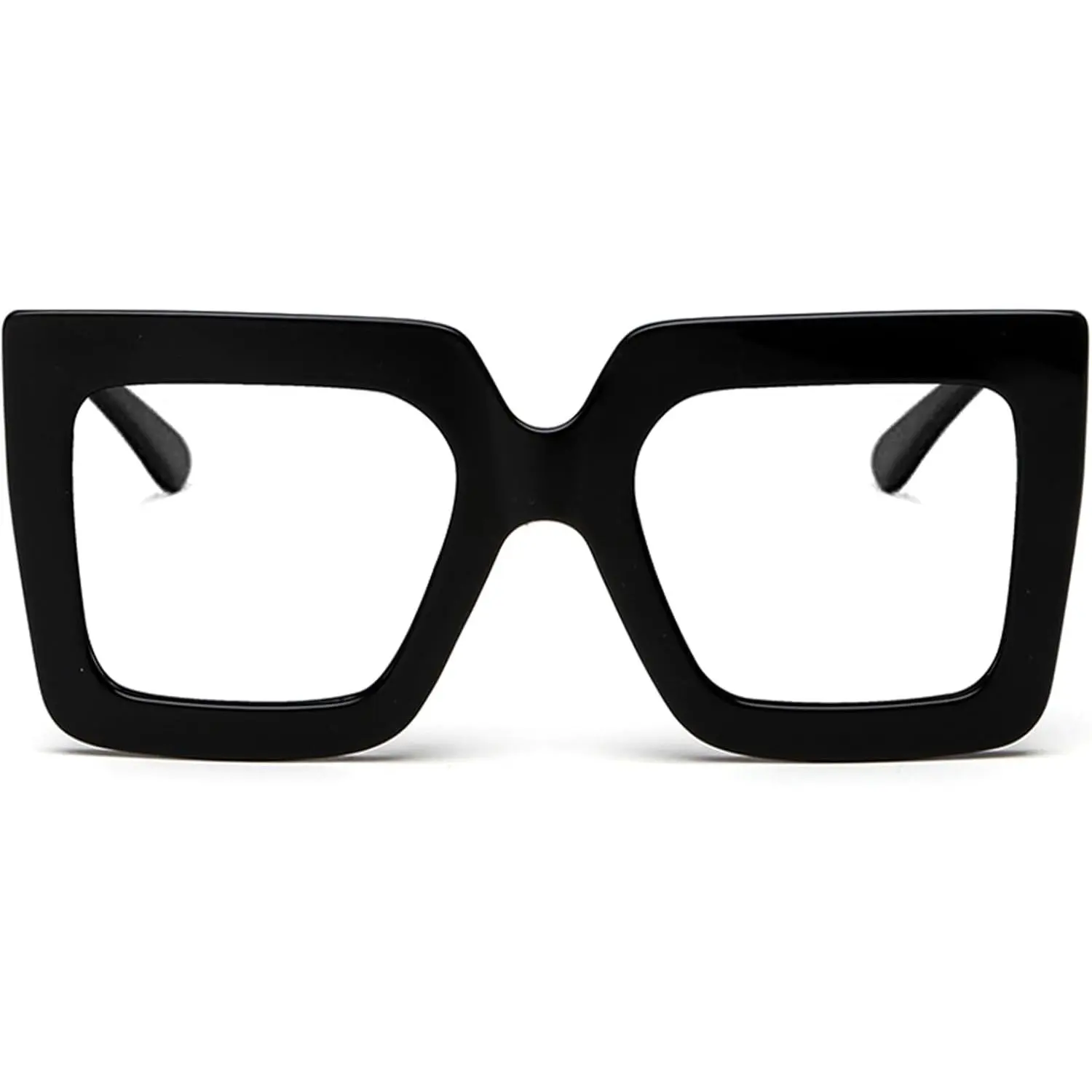 Blue Light Glasses for Women Fashion Thick Square Computer Eyewear Non-Prescription Black Glasses (Black)