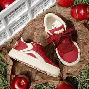[Tuopin Red Fuji shoes] Red Fuji Tuopin-chunky slip-on casual sneakers with Apple decoration-Christmas shoes, new year gifts