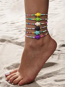 Cute Turtle Design Anklet, Fashionable Multilayer Anklet for Women & Girls, Casual Trendy Body Jewelry for Party, Daily Decor for Birthday Gift