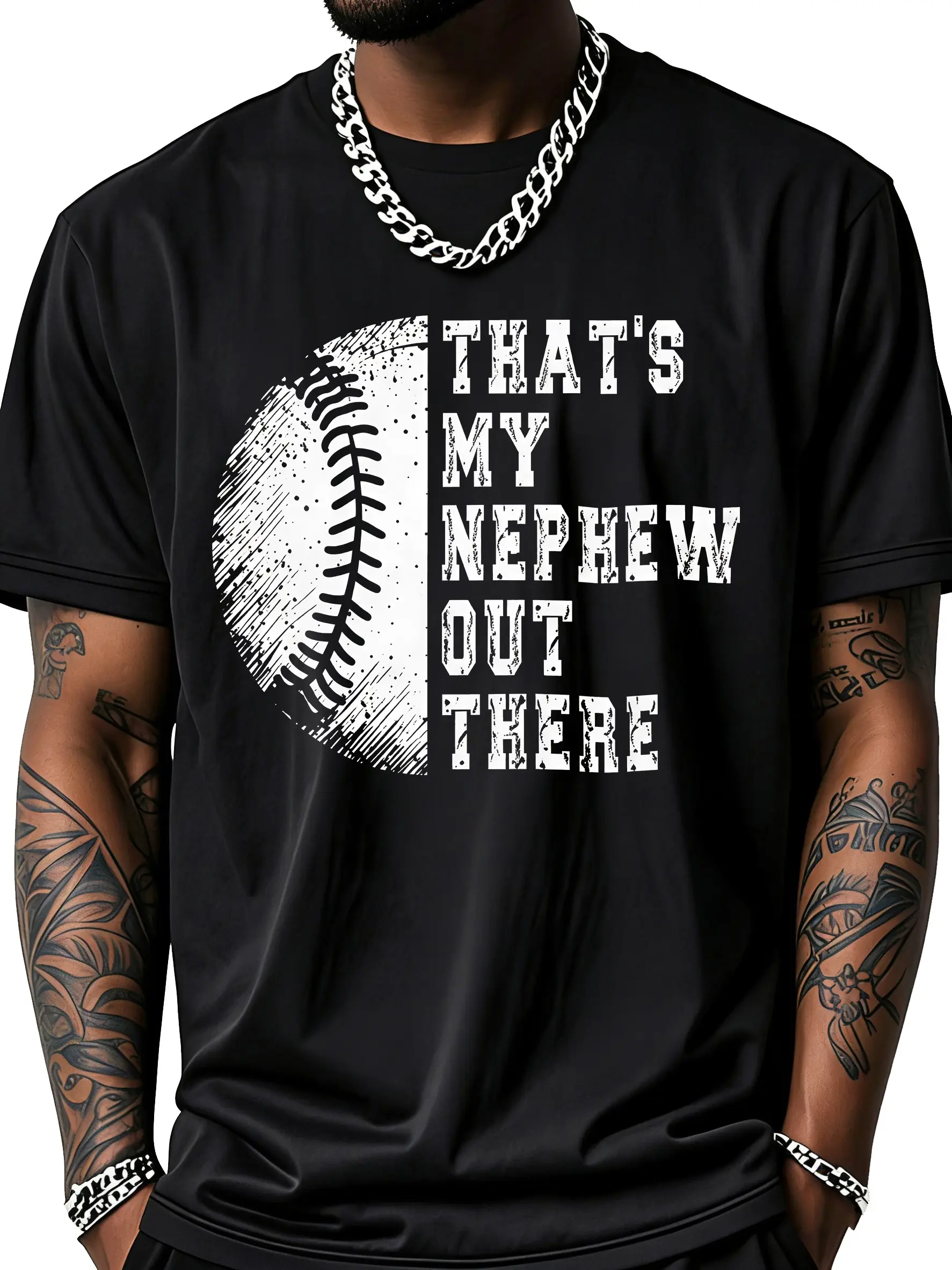 Menswear Unisex 100% Cotton Graphic T-Shirt - Short-Sleeve, Comfortable, Versatile, "That's My Nephew Out There" Print, Outdoor Casual Top