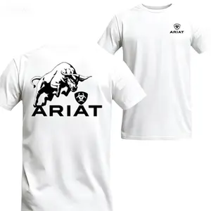 Ariat T-shirt - Wild Rodeo Spirit With A Powerful Bull Design, Perfect For Western Enthusiasts Menswear Top Crewneck Casual