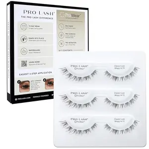 Pro Lash No. 15 Professionally Styled Lash Clusters - Seamless, Lightweight Lashes - 7-10+ Day Cluster Eyelash Extensions - Waterproof Lashes Clusters - 3 Sets - Classic Luxe Wispy No. 15 Black ProWear/SoftWear
