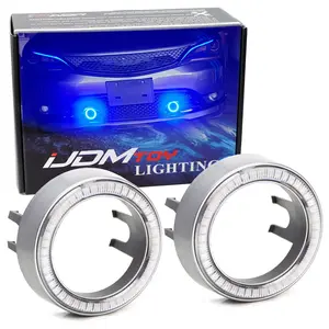 iJDMTOY One Pair Ultra Blue 40-SMD LED Halo Ring Angel Eyes Shrouds for Fog Light Customization or Light Retrofit DIY Use