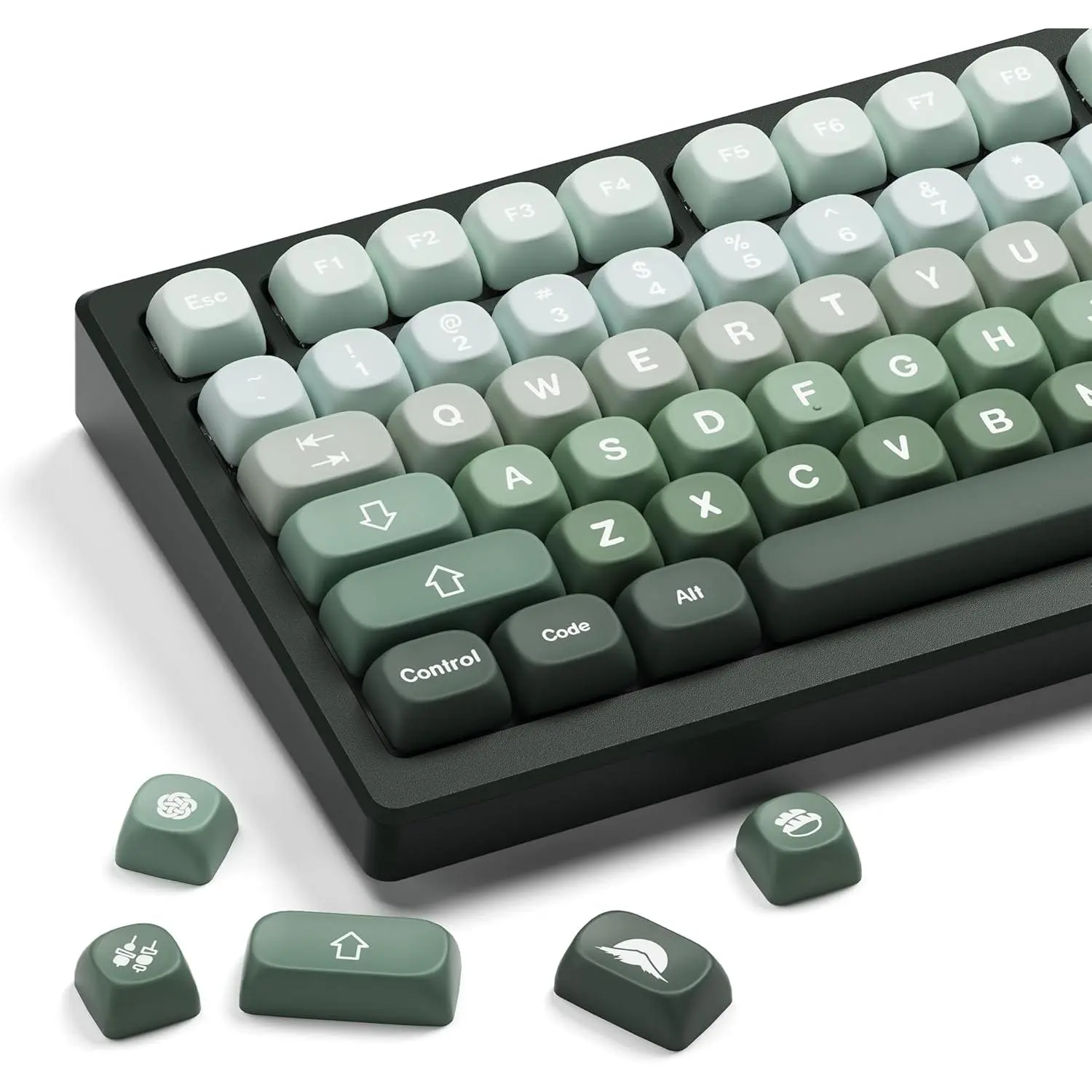XVX Matcha Wagashi PBT Keycaps-MOA Keycap, Custom Keyboard Keycaps 60 65 75 100 Percent, 5 Side Dye Sublimation Keycap, 132  Key caps Set for Cherry Gateron MX Switches Keyboards, Gradient Green