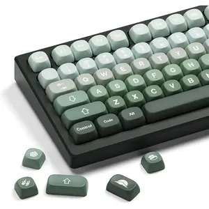 XVX Matcha Wagashi PBT Keycaps-MOA Keycap, Custom Keyboard Keycaps 60 65 75 100 Percent, 5 Side Dye Sublimation Keycap, 132  Key caps Set for Cherry Gateron MX Switches Keyboards, Gradient Green