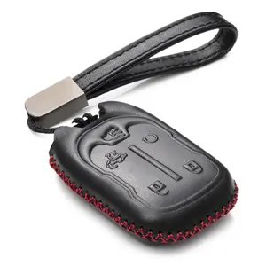 Vitodeco Leather Smart Key Fob Case Compatible with Chevrolet Silverado 1500, 2500, 3500, GMC Sierra (2019-2023 models) - 5-Button