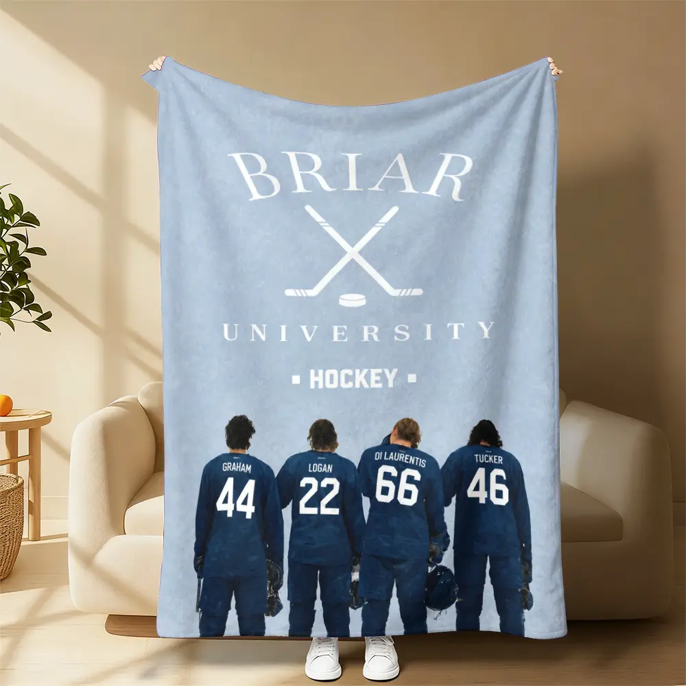 Briar U Hockey Team Throw Blanket｜Briar University Merch, Graham 44 Logan 22 Di Laurentis 66 Tucker 46 Print Cozy Flannel Blanket for BookTok Fans