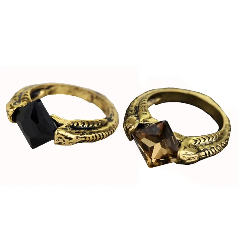 Voldemort's Horcrux Ring with Resurrection Stone, Dark Gothic Witchy-Themed Sculptural Ring, Slytherin Vintage Deathly Hallows Dumbledore Crystal Costume Jewelry Gift, Dark Gothic Rings, Witchy-Themed Rings