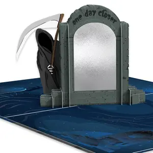 Funny Pop Up Birthday Card | Spooky Reflective 3D Mirrored Tombstone Bday Card | Grim Reaper Birthday Cards For Men | October Birthday Cards For Dad | K*ller 40th Birthday Card For Husband, Wife