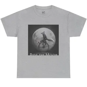 Moon Rider Fox Vintage Bicycle Graphic Tee Wild Cat Rock Casual Unisex T-Shirt for Summer Wear with Fun Design & Comfortable Fit