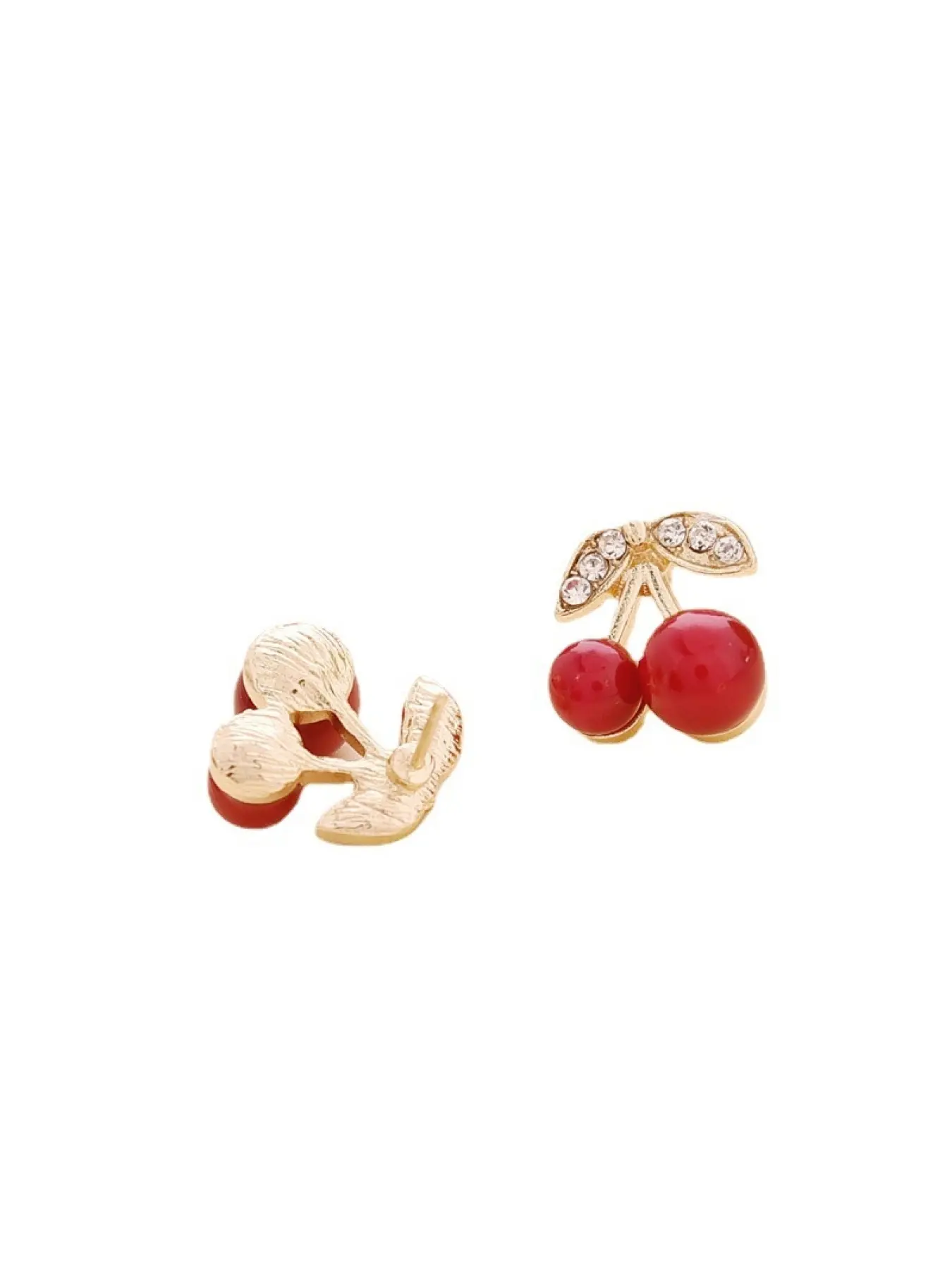 Diamond-studded Red Cherry Stud Earrings, Cute & Vital Fashion Earrings for Girls