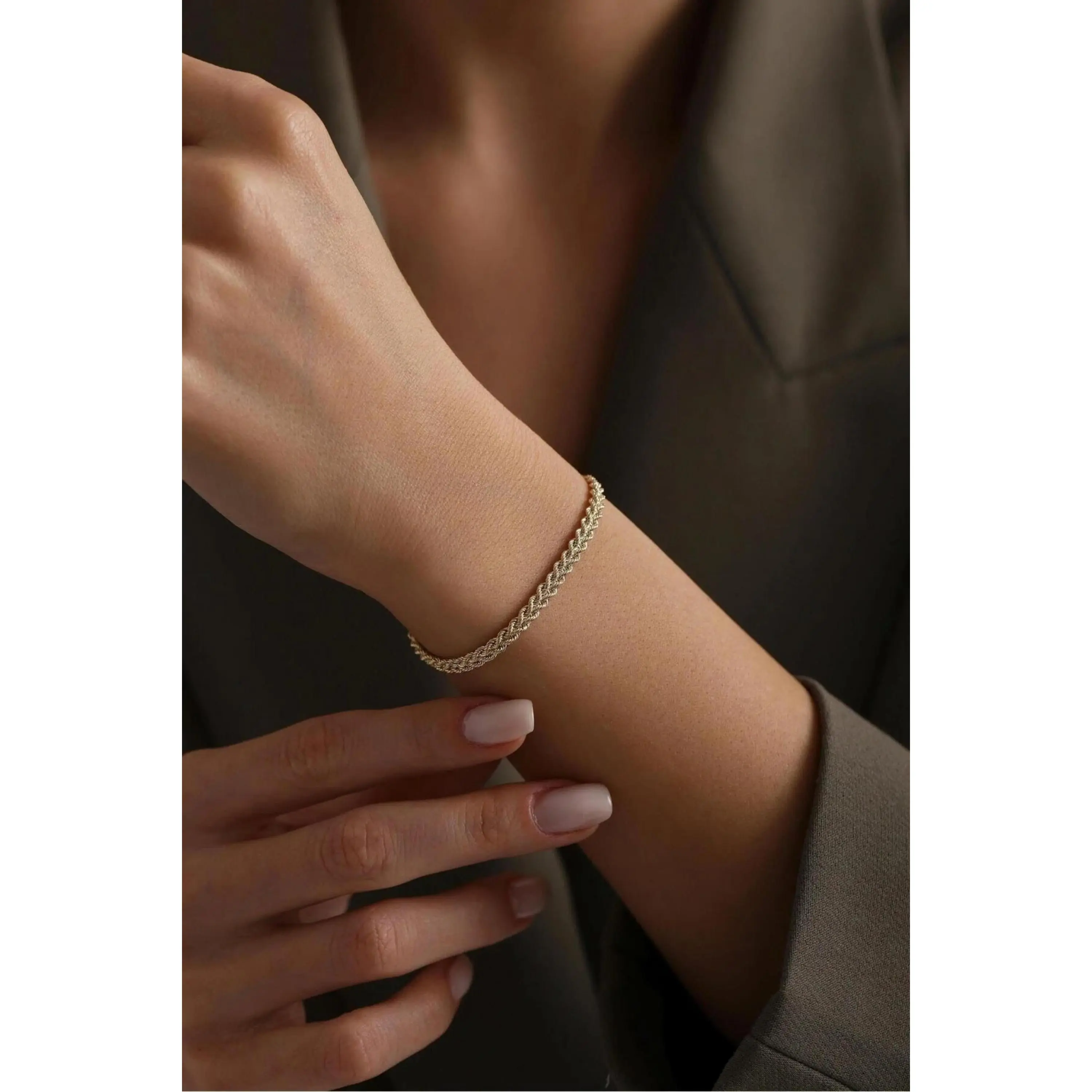 14K Gold 4mm Rope Bracelet, Chunky Gold Bracelet