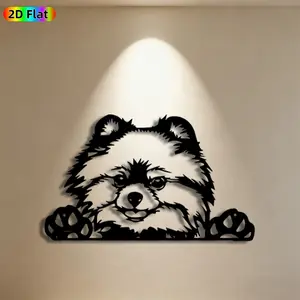 1pc Pomeranian Metal Wall Art, Adorable Pomeranian Statue Mural, Ideal Gift for New Year, Easter, Pet Decor Enthusiasts, Weather-Resistant Metal Wall Decor Wall Sculptures, Perfect for Living Room Wall & Garden Fence, Charming Home Accent for Dog Lovers