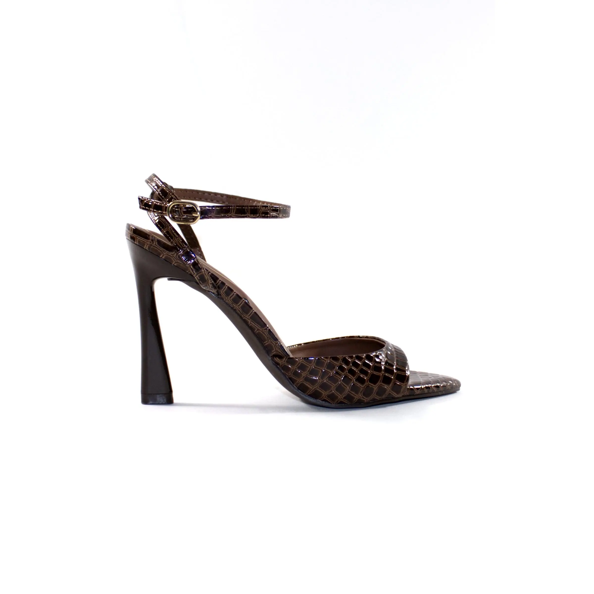 NADIA STRAPPY HEELS - BROWN CROC NADIA STRAPPY HEELS - BROWN CROC