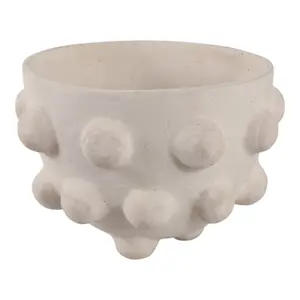 212 MAIN 10 x 6 in. Large Hobnail Paper Mache Bowl, White - Home Improvement Garden Pot Planter, Hobnail Bowl