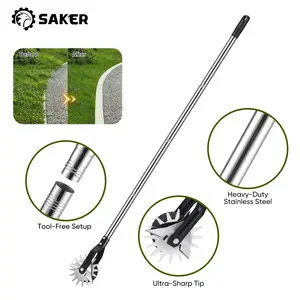 Saker Portable Push-On Grass Trimmer with 3/4-Inch Stainless Steel Handles, 67.32-Inch Extension, Blades for Cutting, Garden Tool Kit for Weeding & Sidewalk Mowing