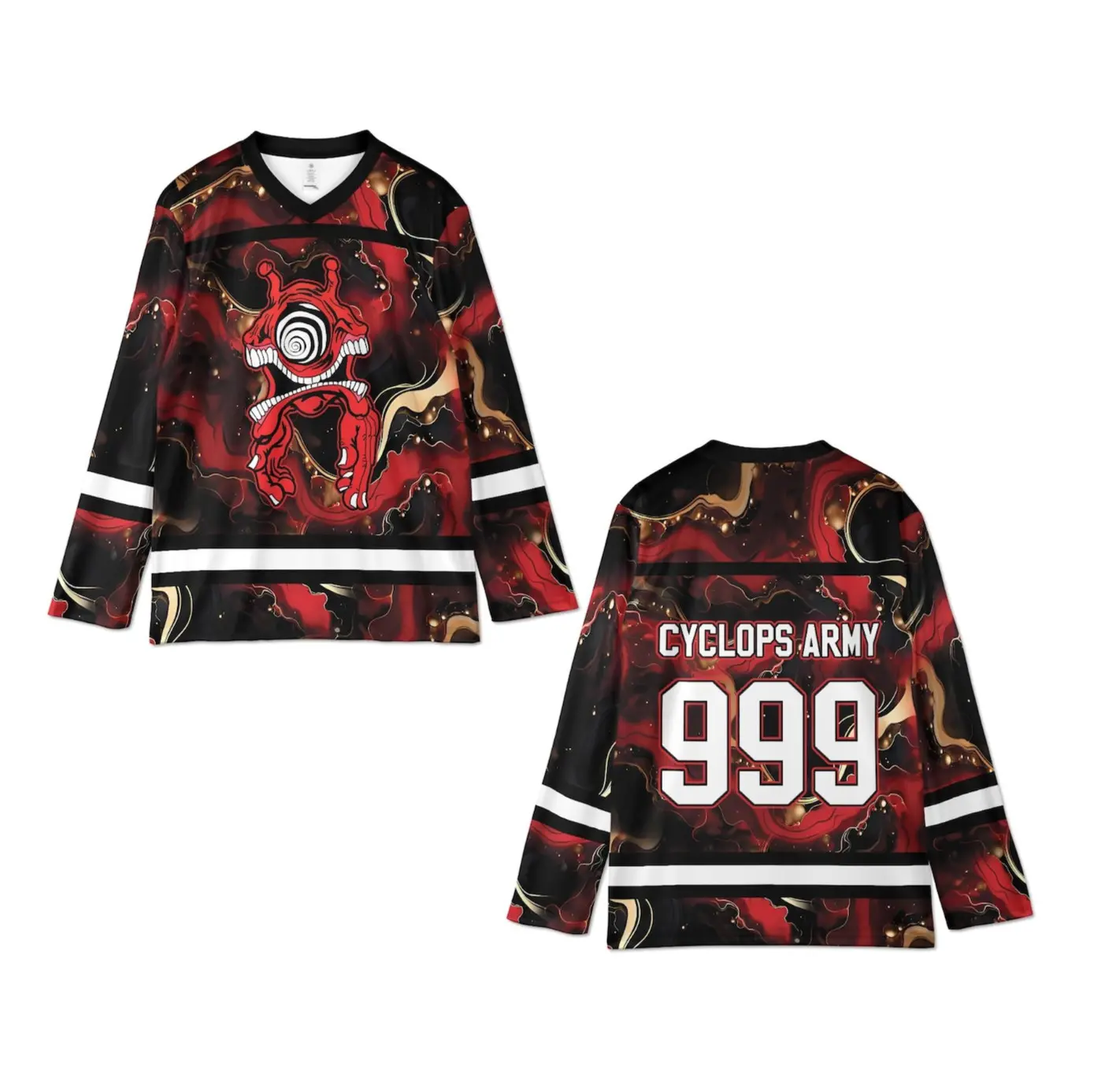 Subtronics Rave Jersey, Red Cyclop Hockey Shirt, Basshead Festival Clothing