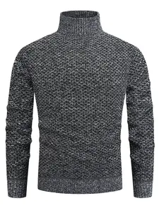 Men's Jacquard High Neck Knit Sweater, Casual Fitted Pullover, Multiple Colors Available, All Seasons Wear, Unisex Design
