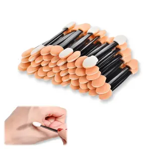 50PCS Double-Sided Eyeshadow Sponge Brushes, Short Handle Applicators for Even, Smooth Eye Makeup, Eyeshadow Brush Set