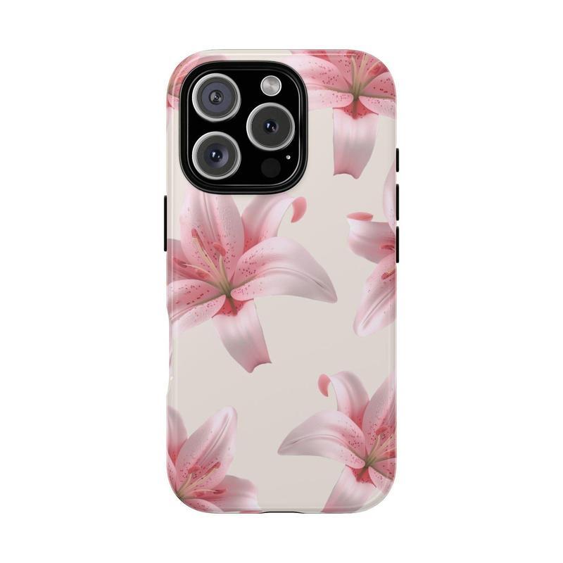Pink Tiger Lily Phone Case, Floral Phone Case, Tough Case - Case for iPhone 8, X, 11, 12, 13, 14, 15, 16