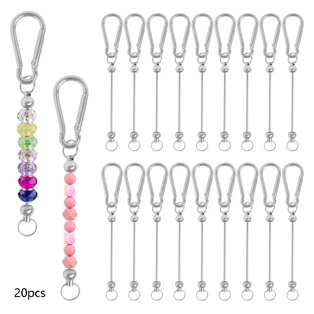 20pcs of Innovative Beaded Climbing Buckles for Women'S Bags, Silver Metal Keychain Pendants Suitable for Bead Projects