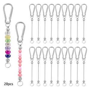 20pcs of Innovative Beaded Climbing Buckles for Women'S Bags, Silver Metal Keychain Pendants Suitable for Bead Projects