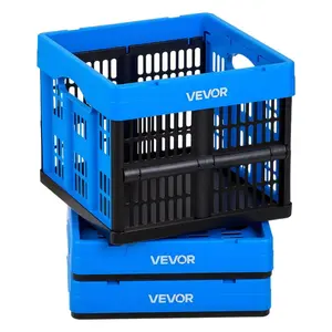 VEVOR Plastic Collapsible Storage Bins, 25L 3 Packs, Stackable Folding Storage Crates with Handles, Holds 22 lbs Per Bin, Foldable Heavy Duty Containers, Space-Saving Baskets, for Home Organizing
