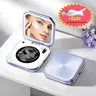 inewme Smart UV Camera Mirror with UV Index & Humidity Sensor, Portable Travel Makeup Mirror for Sunscreen Check, 3 Inch LED Lighted Compact Mirror with Screen, Tech Gift