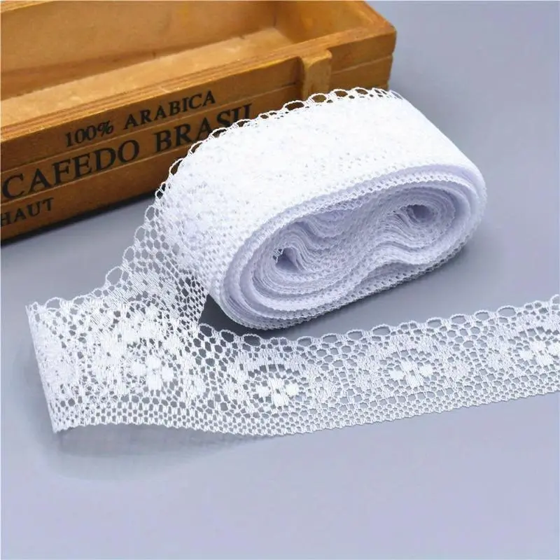 10 Yards High Quality White Lace Ribbon Tape 40MM Lightweight Lace Trim DIY Embroidered For Sewing Decoration African Lace Fabric Ribbon