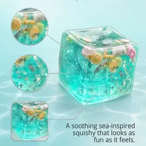 Ocean Theme Stress Relief Toy, Shell and Star Sparkle, Soft Slow Rebound Gel, Anxiety Relief, Perfect Gift for Adults and Teens, Kawaii Squishies
