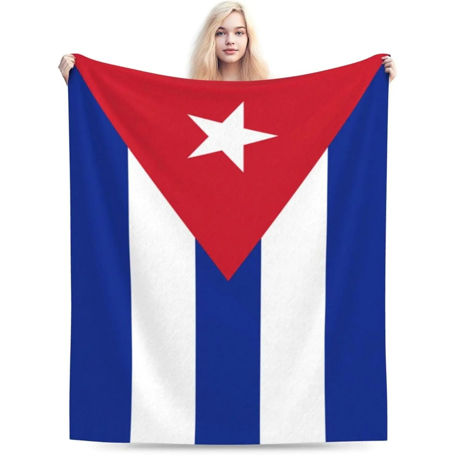 Cuba Flag Flannel Travel Blanket - Soft Warming Graphic Blanket Throw, Oversized Burrito Wrap Throw for Couch, Bed, Car, Gift for Adults, Soft Warming Blanket
