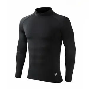 Men's 2025 Autumn & Winter Velvet Padded Turtleneck Long-Sleeved Compression Bottoming Shirt - Elastic Skinny Plus Size Outfits for Running, Training (Sport Thermal Underwear)