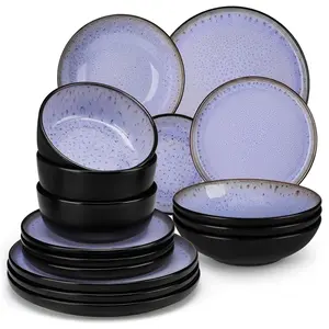 Vancasso 12/16-Piece Stoneware Dinnerware Set for 4, Plate and Bowl Set, Microwave and Dishwasher Safe Ceramic Tableware, Durable Kitchen Dining Set for Everyday Use and Special Occasions, Modern Design