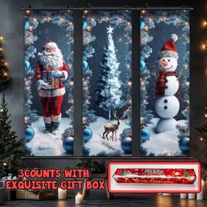 3-Piece Christmas Wall Art Set, Santa Claus & Snowman Designs, Modern Home Decor Posters, Waterproof HD Prints, Gift Box Included